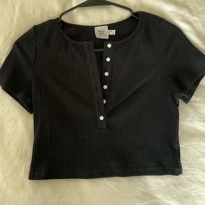 Princess Polly cropped black shirt
